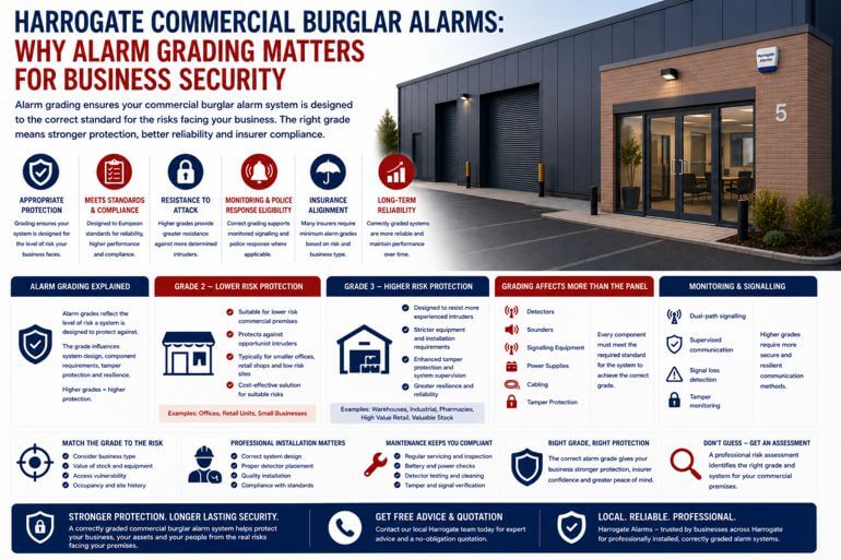 Harrogate Commercial Burglar Alarms: Why Burglar Alarm Grading Matters for Business Security